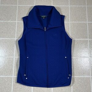 Lauren Ralph Lauren Size M Blue Diamond Quilted Zip Vest